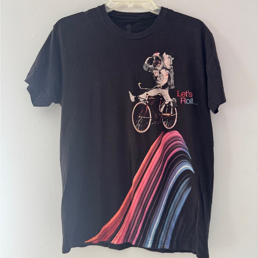 Astronaut Biking Black Graphic Tee